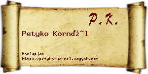 Petyko Kornél névjegykártya