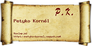 Petyko Kornél névjegykártya